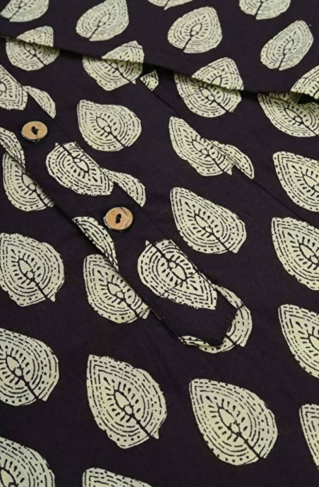 Janasya Men's Black Cotton Kurta