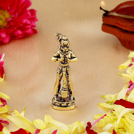 Estele Gold-Polished Hanumanji's showing Lord Rama in his Heart in standing position Idol for Home/Car Décor