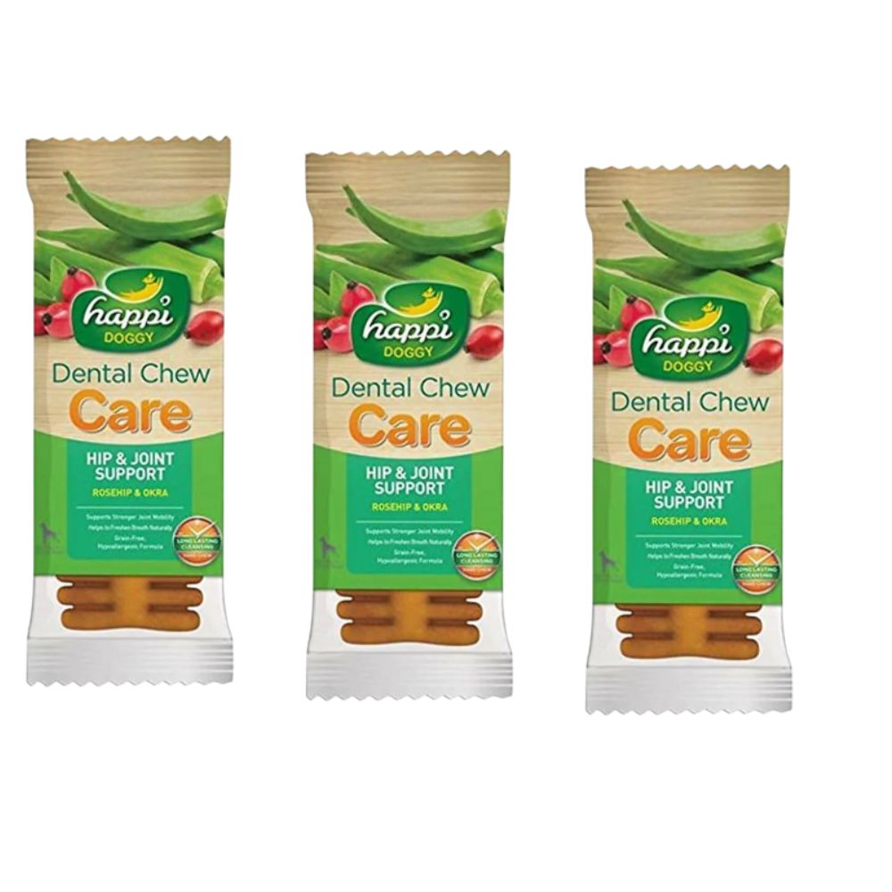 Happi Doggy Dental Chew Care Hip & Joint Support Rosehip & Okra 