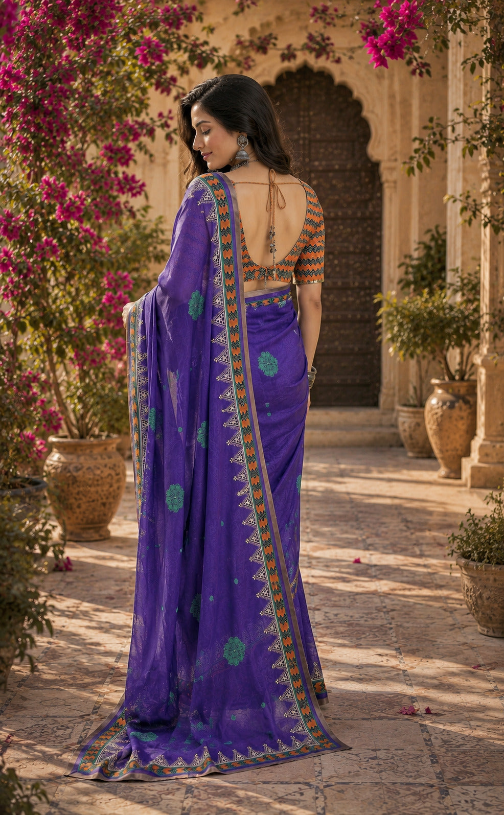 Dwija Fashion Women'S Casual Wear Printed Linen Designer Saree With Unstitched Blouse-Blue