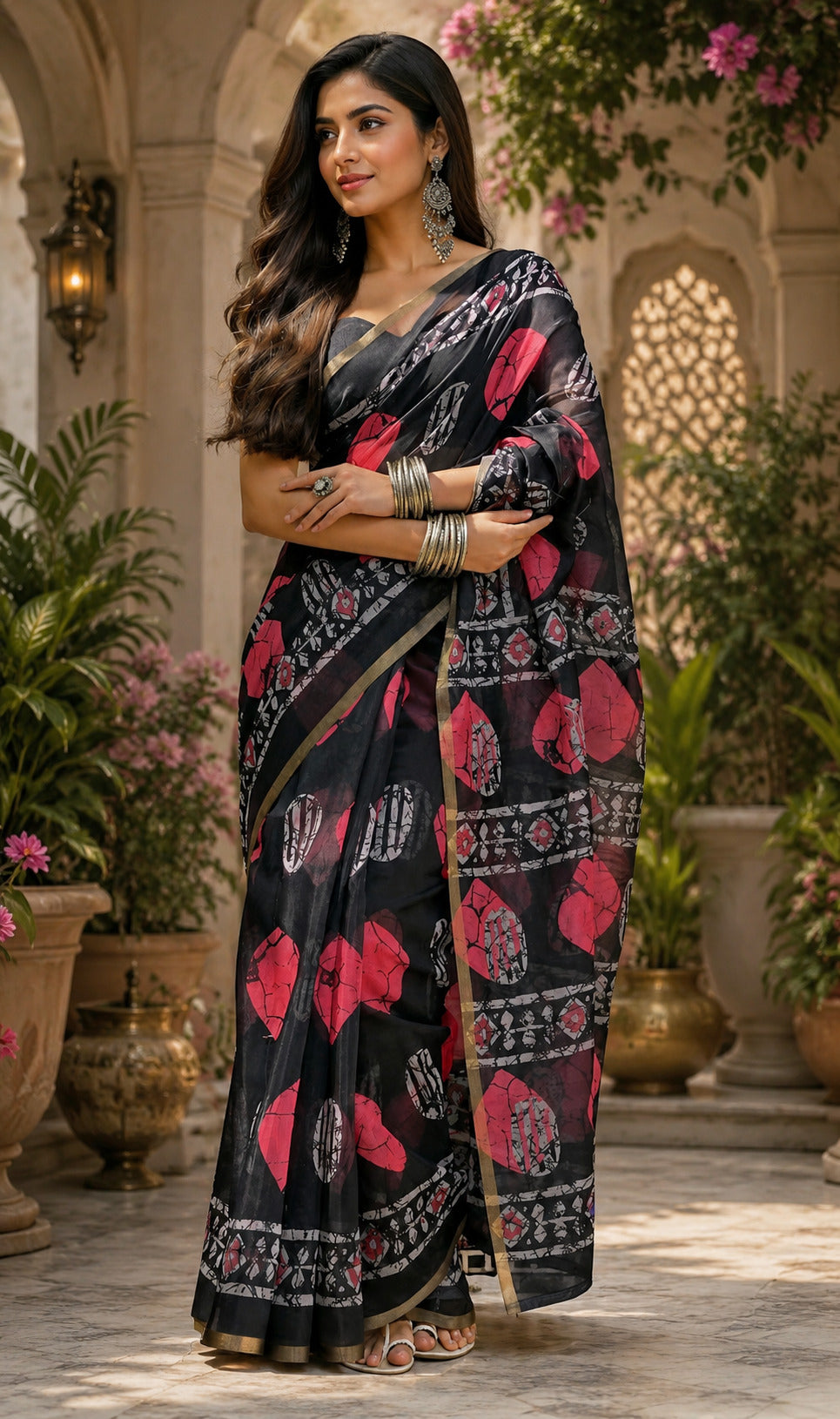 Dwija Fashion Women'S Casual Wear Printed Linen Designer Saree With Unstitched Blouse-Black