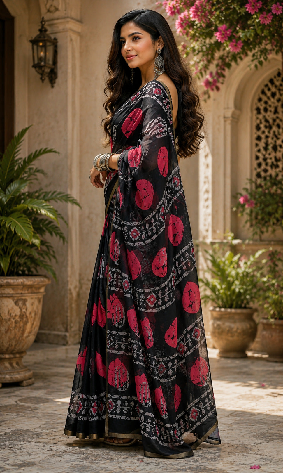Dwija Fashion Women'S Casual Wear Printed Linen Designer Saree With Unstitched Blouse-Black