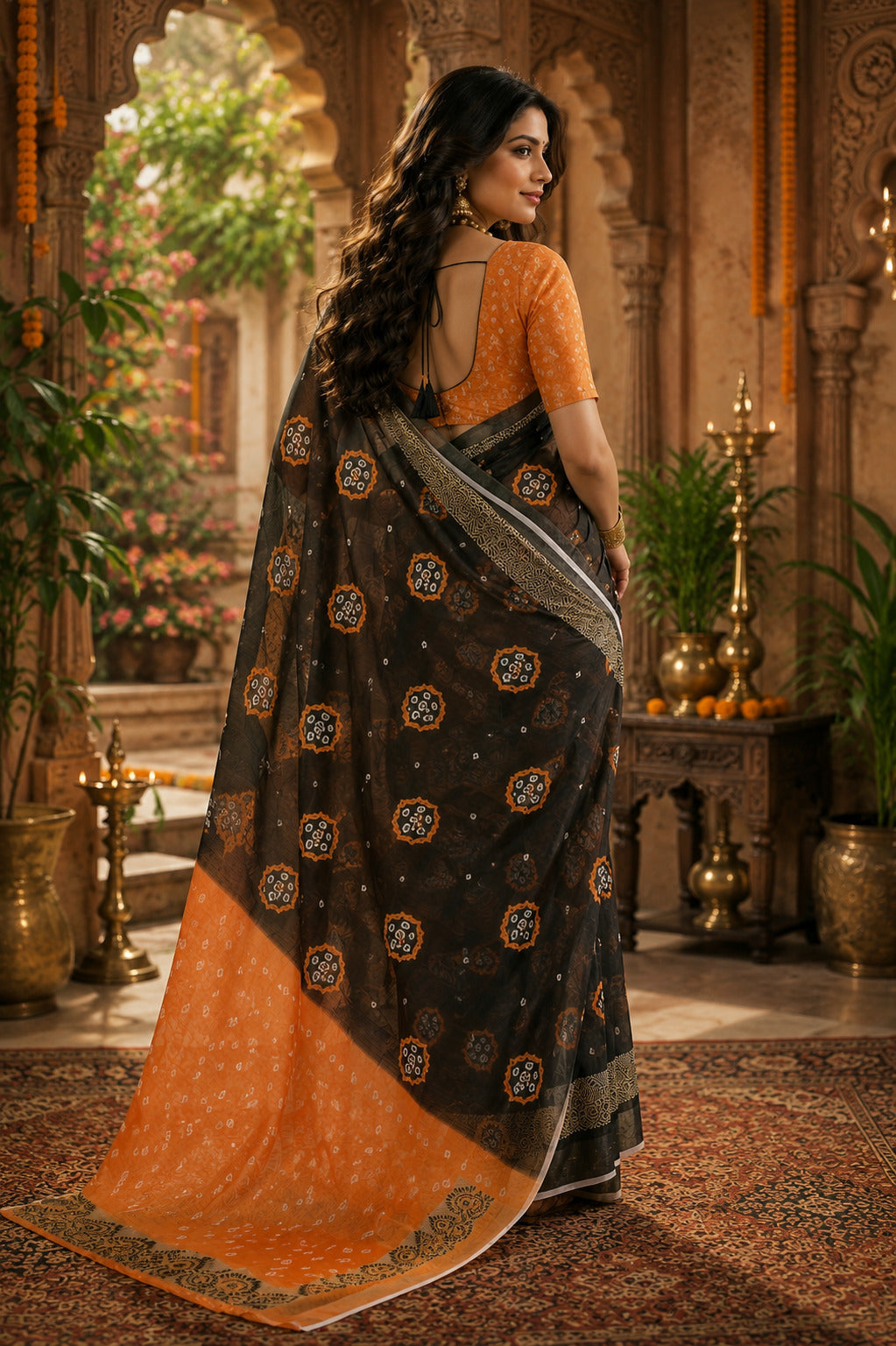 Dwija Fashion Women'S Casual Wear Printed Linen Designer Saree With Unstitched Blouse-Black