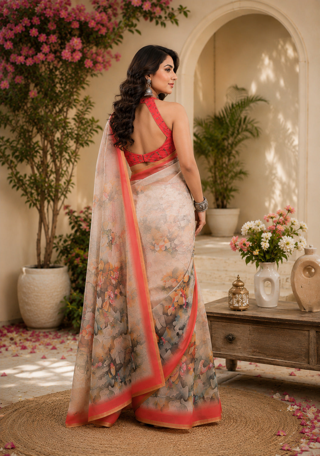 Dwija Fashion Women'S Casual Wear Printed Linen Designer Saree With Unstitched Blouse-White