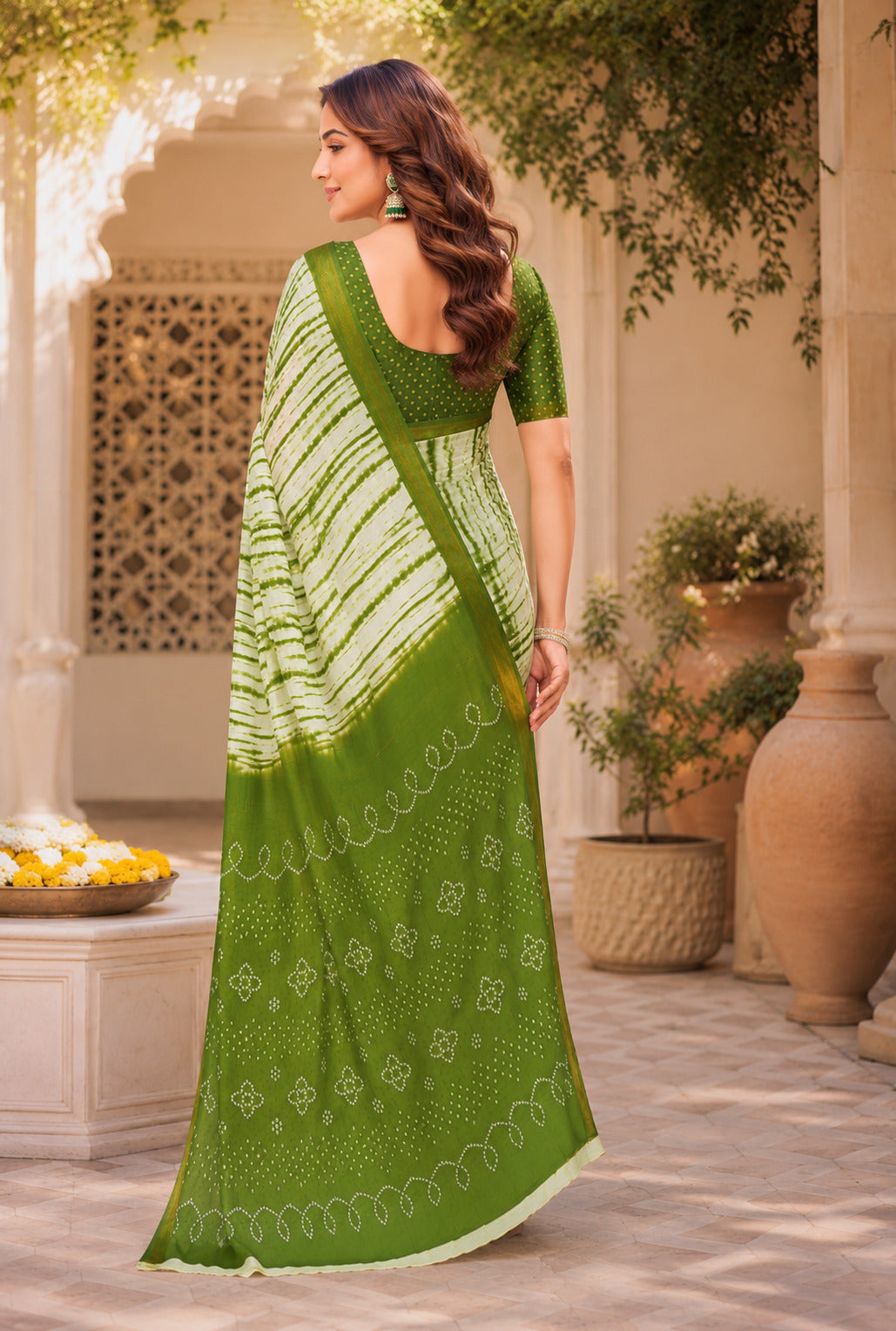 Dwija Fashion Women'S Casual Wear Printed Linen Designer Saree With Unstitched Blouse-Green