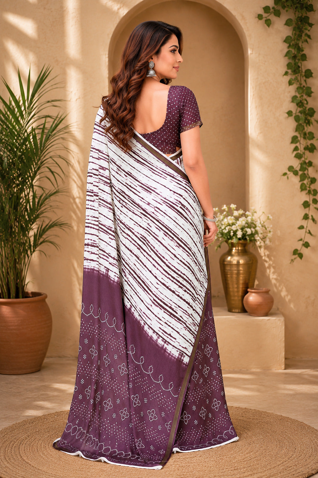 Dwija Fashion Women'S Casual Wear Printed Linen Designer Saree With Unstitched Blouse-Purple