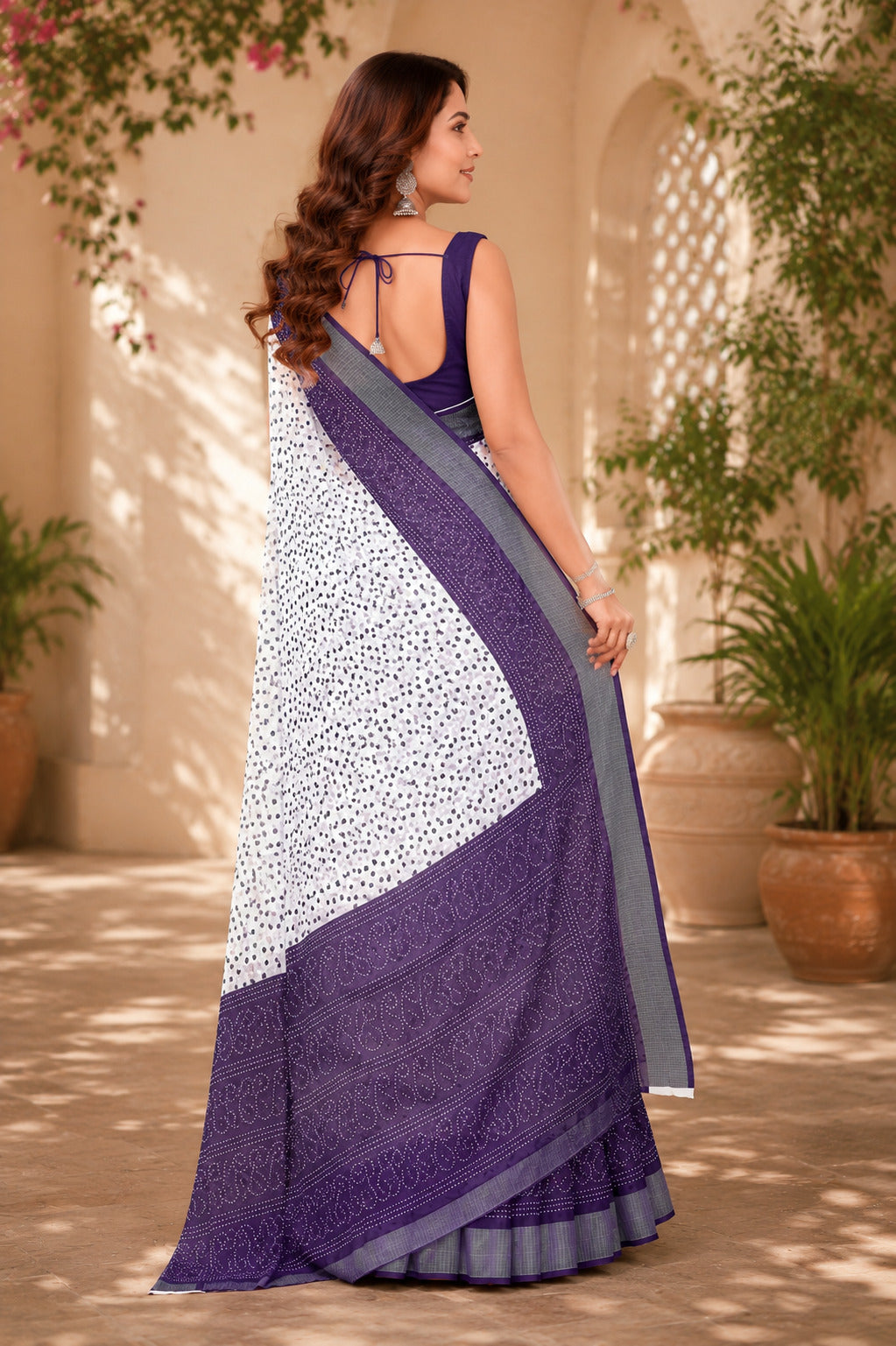 Dwija Fashion Women'S Casual Wear Printed Linen Designer Saree With Unstitched Blouse-Royal Blue