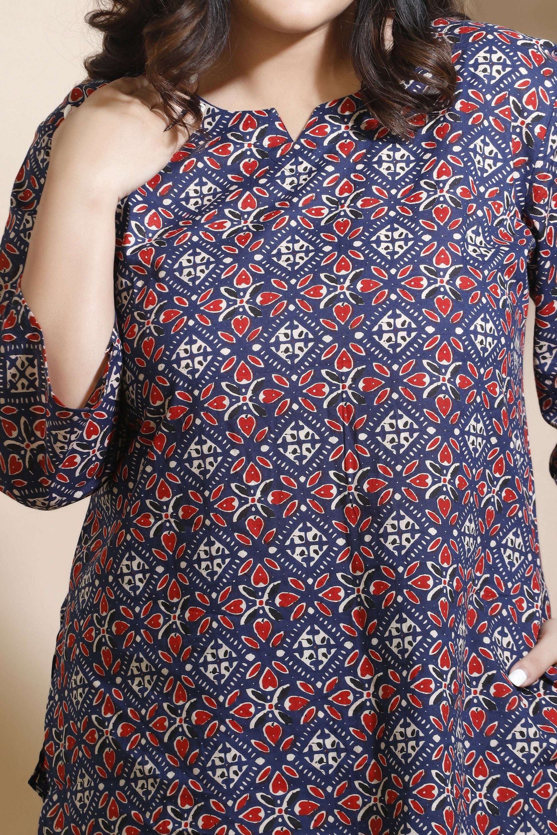 Breathables Geometric Cotton Co-Ord Set – Blue