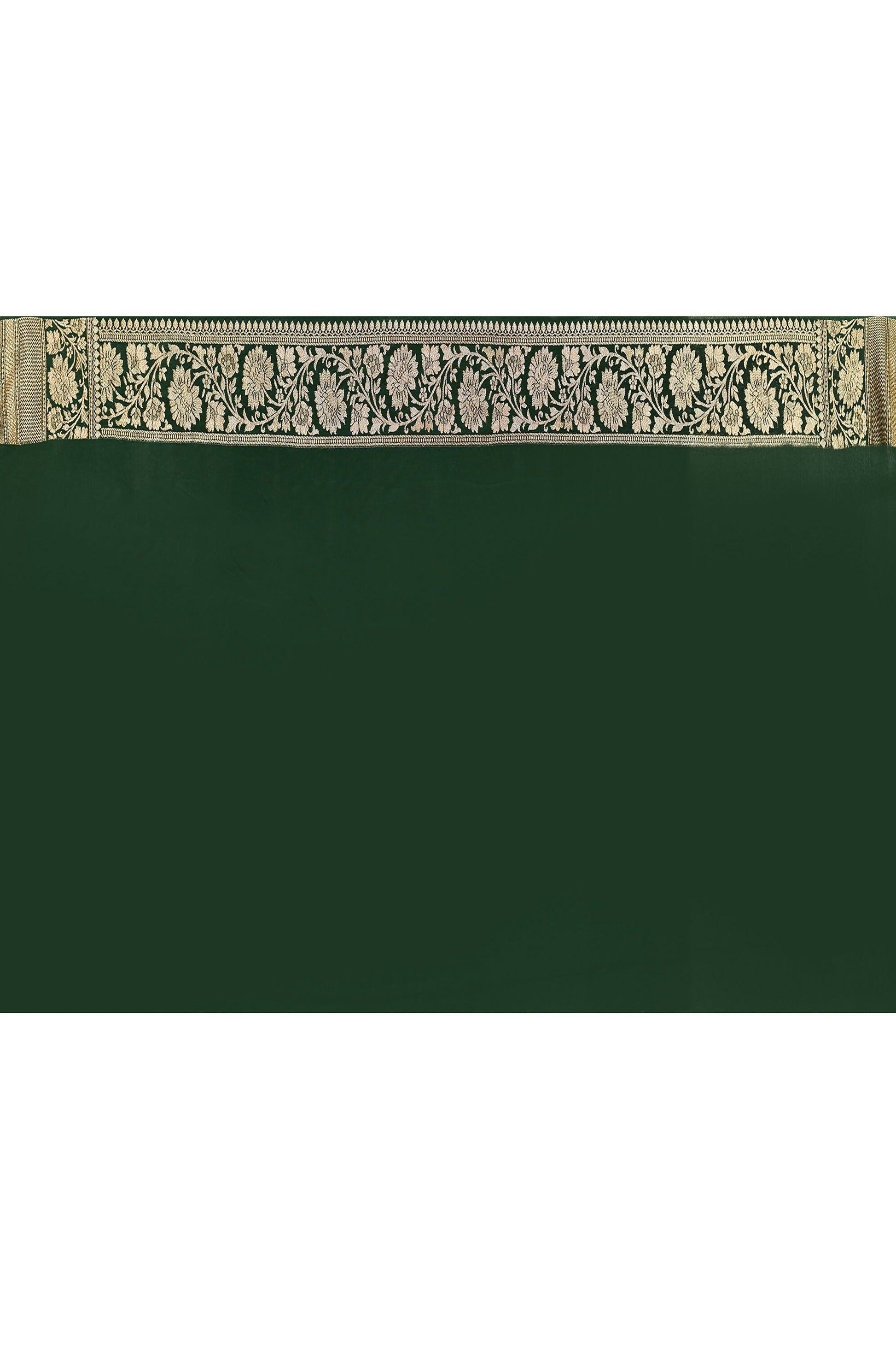Joban Fashion Emerald Green Crepe Chiffon Pure Handloom Banarasi Silk Saree | Swadesiicart