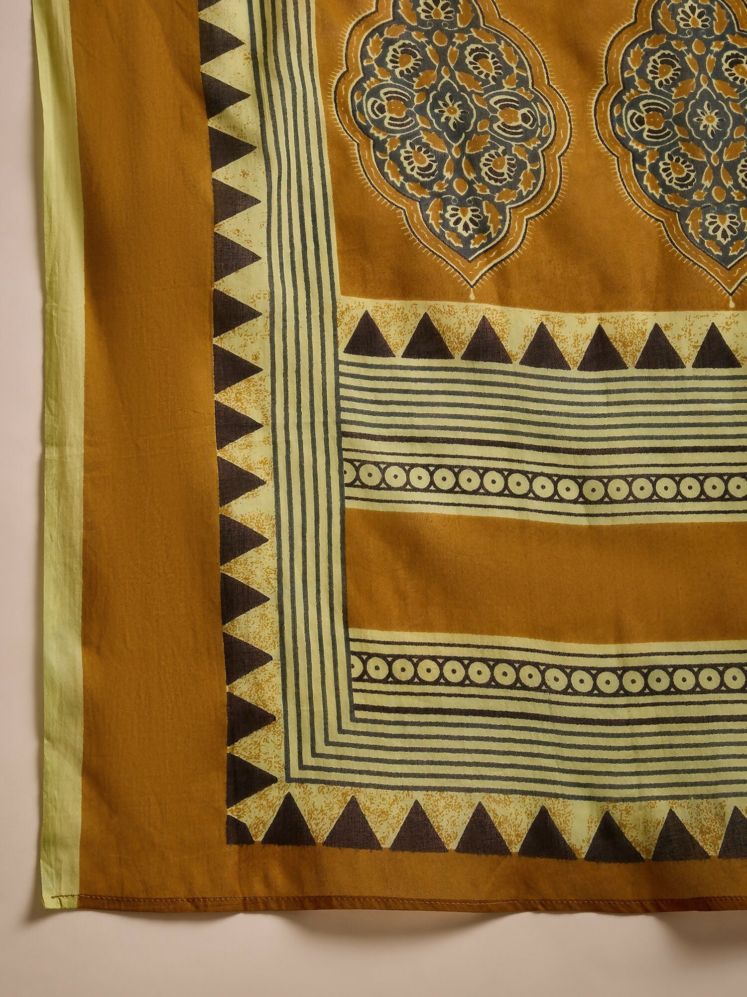 Joban Fashion Printed Mustard Pure Cotton Kurta Set