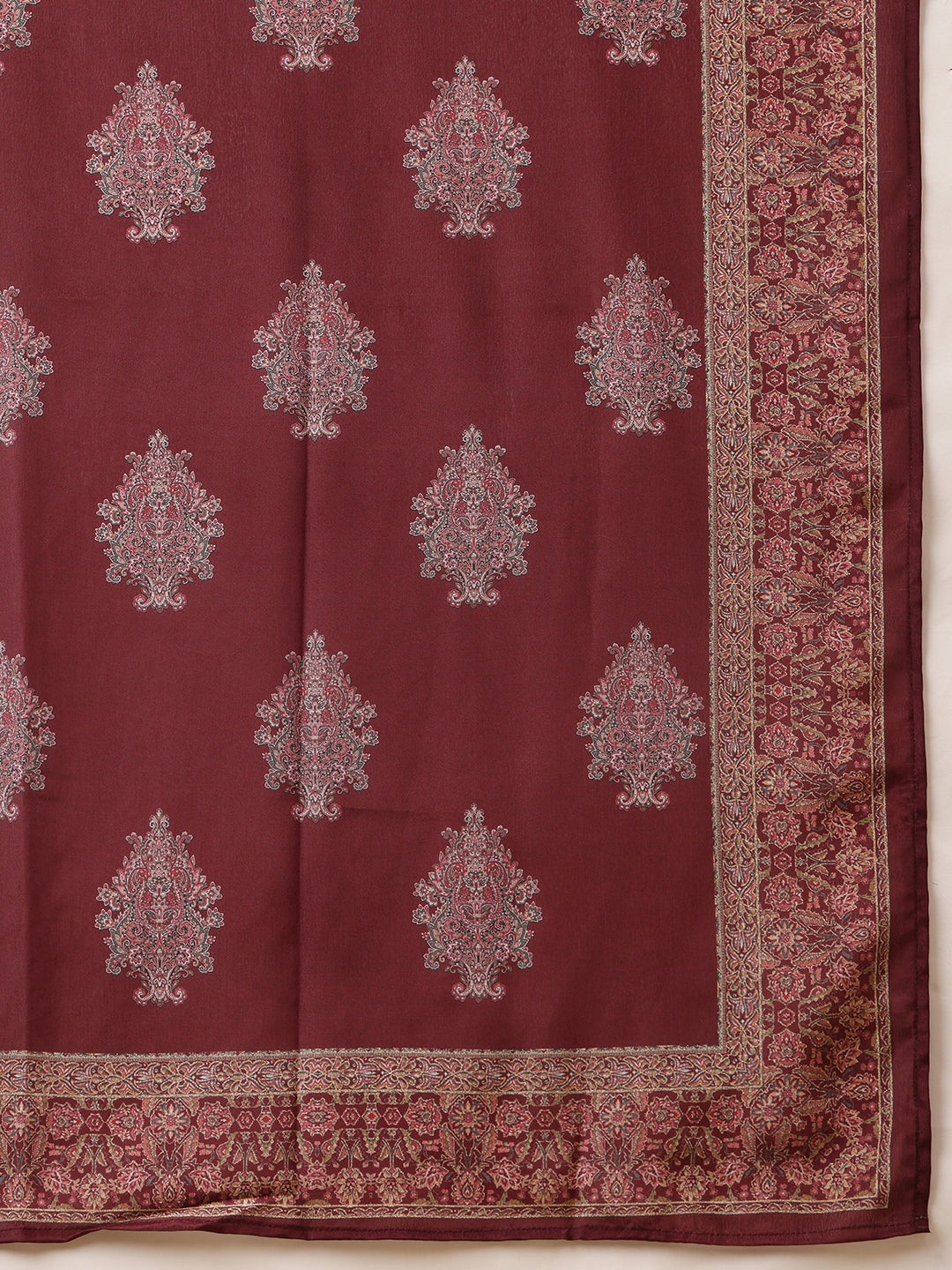 Embroidered & Printed Kurta With Palazzo & Printed Dupatta, Maroon - Hiral Fashion