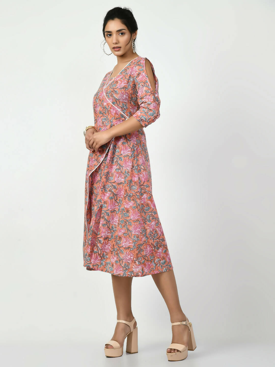 Myshka Women's Multi Floral Printed A-Line Dress