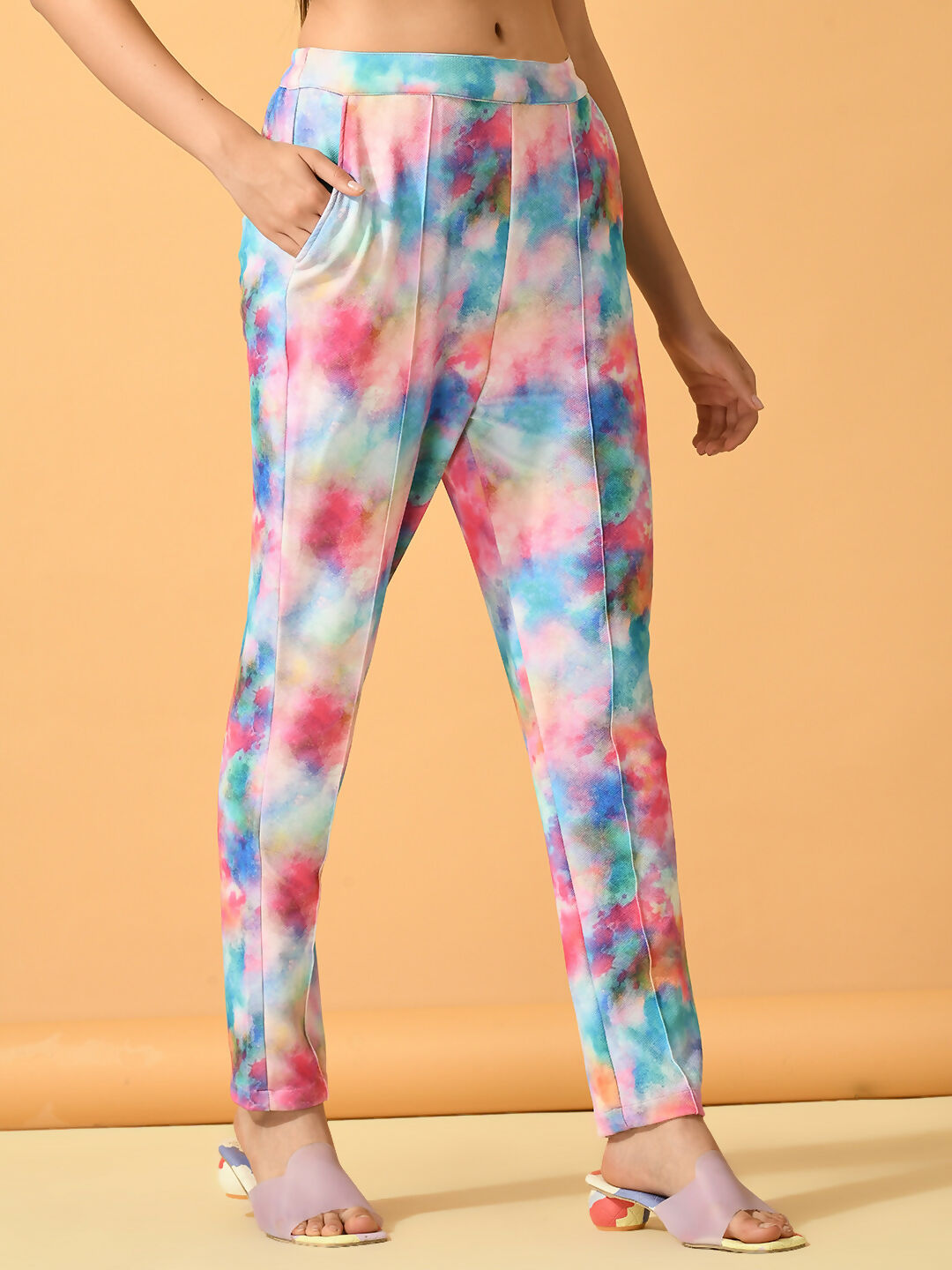 Myshka Women's Multi Printed Coat With Trousers 