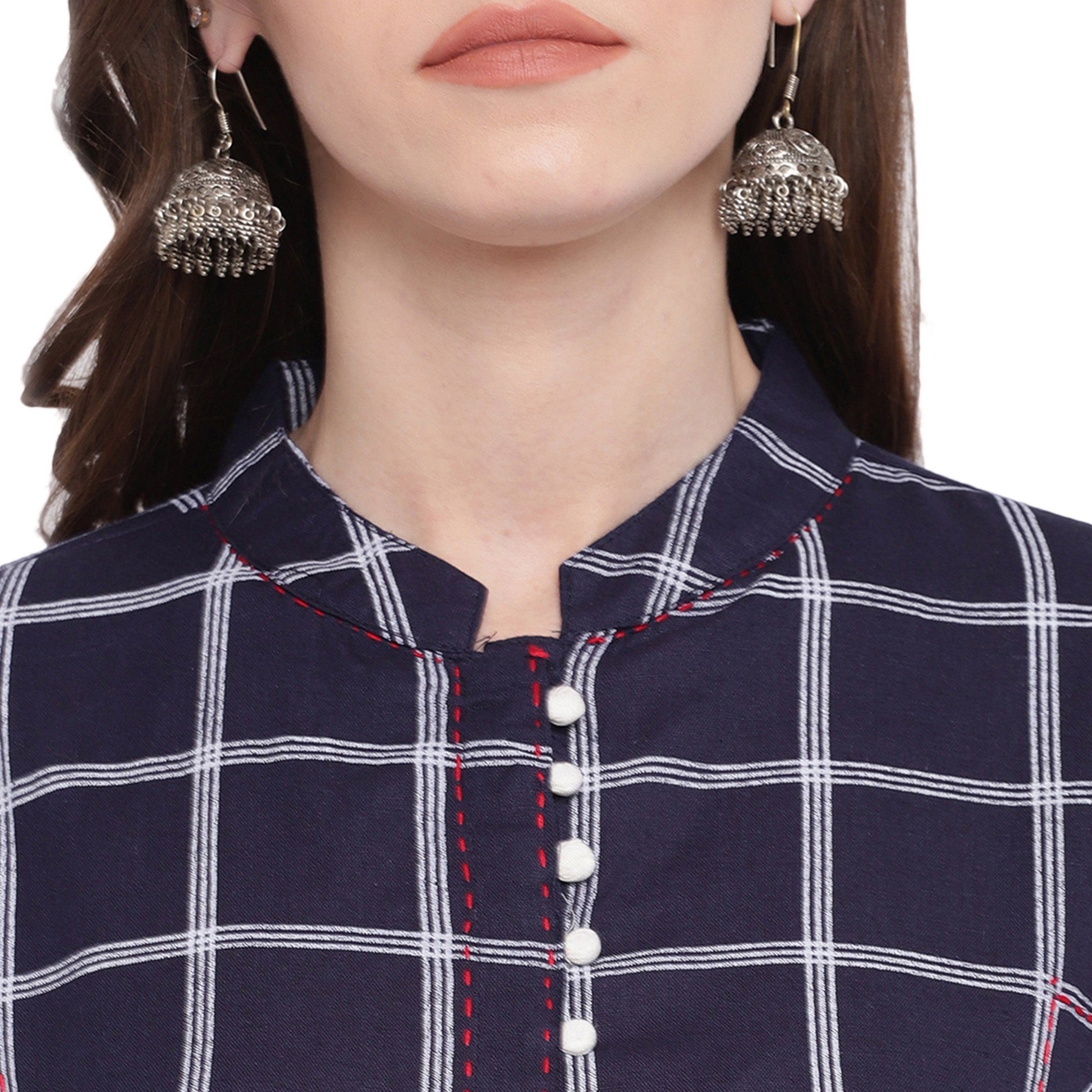 NOZ2TOZ Women's Navy Blue Printed Kurti- (1pc set) 