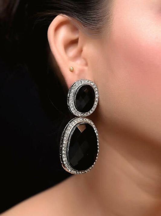 Smart Dangler With Rhino Stone Border Black Earrings For Women and Girls By House of Ree - Grab2buy
