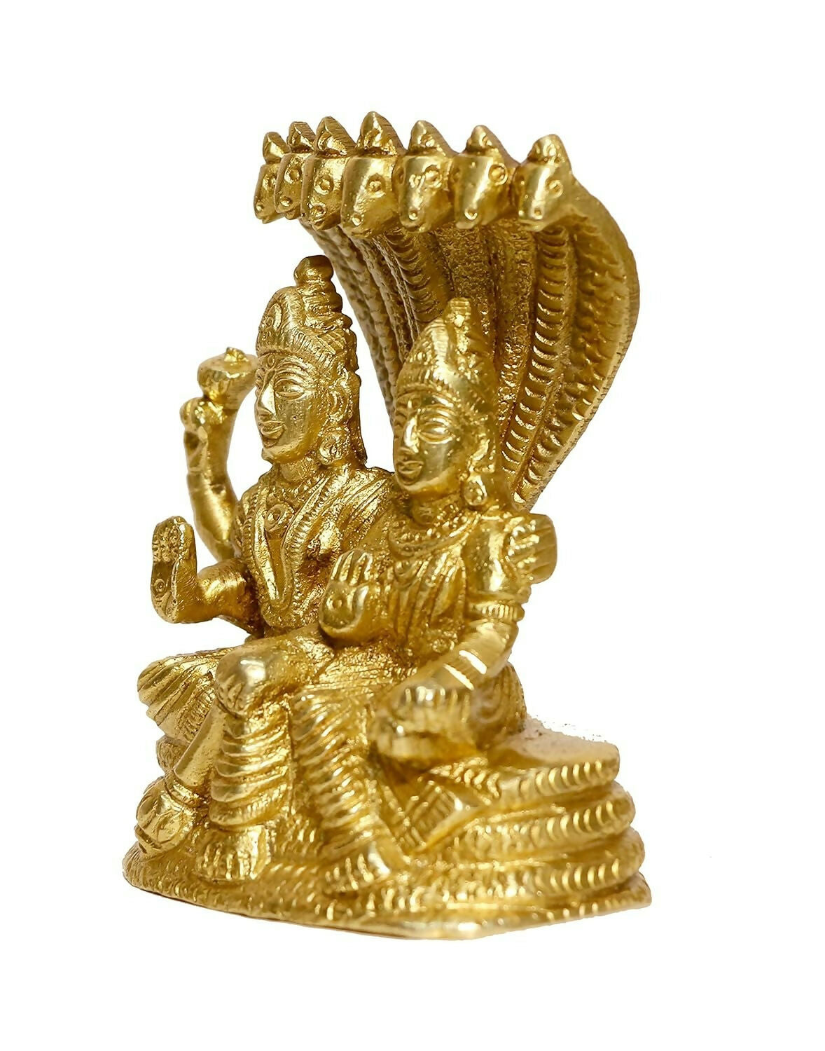 P.J.Handicrafts Brass Metal Statue Of Vishnu Ji With Laxmi - Grab2buy