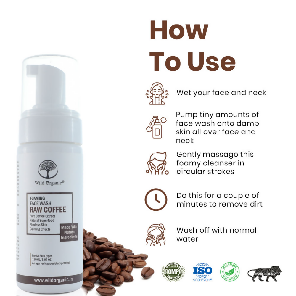 Wild Organic Faoming Face Wash Raw Coffee  Grab2Buy Wild Organic Grab2Buy