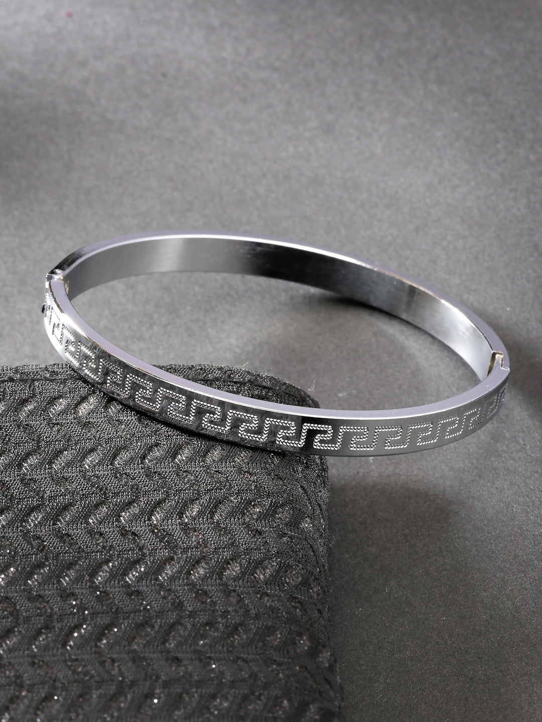 NVR Men's Silver-Plated Stainless Steel Kada Bracelet | Grab2Buy