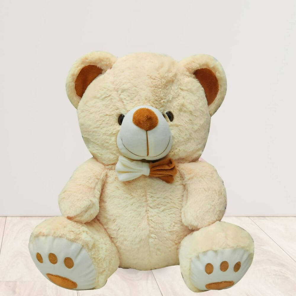 Webby Plush Cute Sitting Teddy Bear Soft Toys with Neck Bow and Foot Print (Beige)  Grab2Buy Generic Grab2Buy