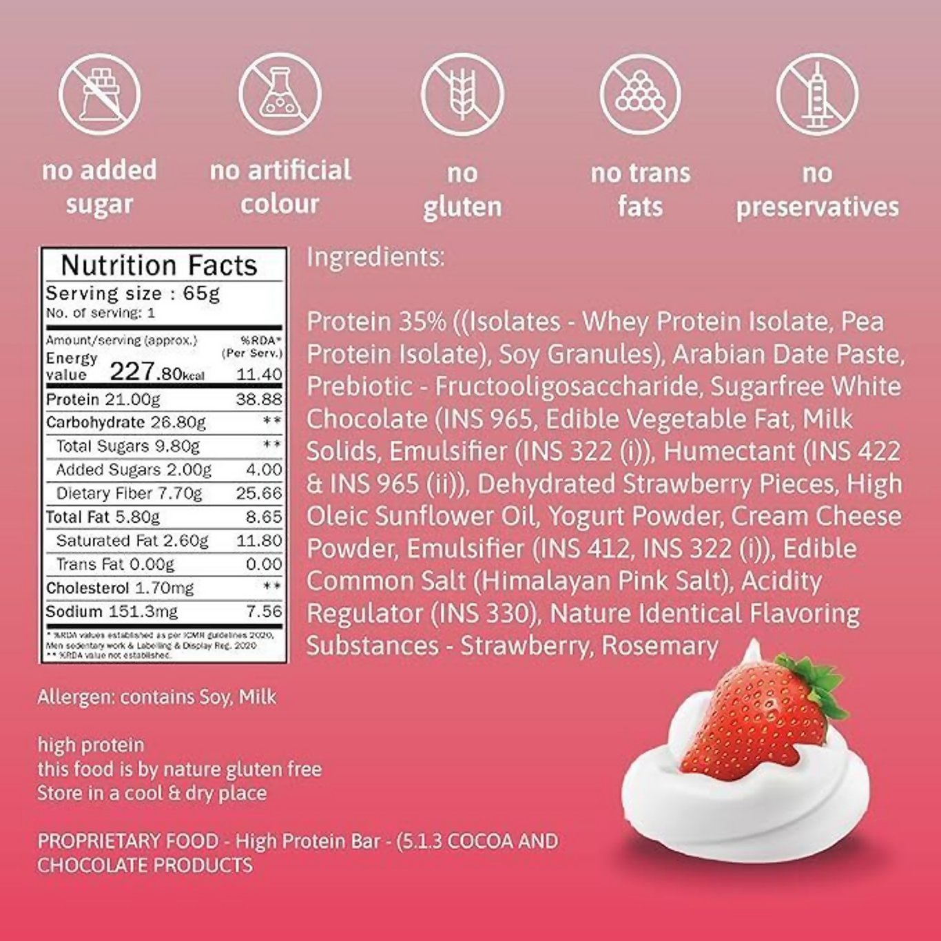 Phab Protein Bars With Protein Strawberries & Greek Yogurt