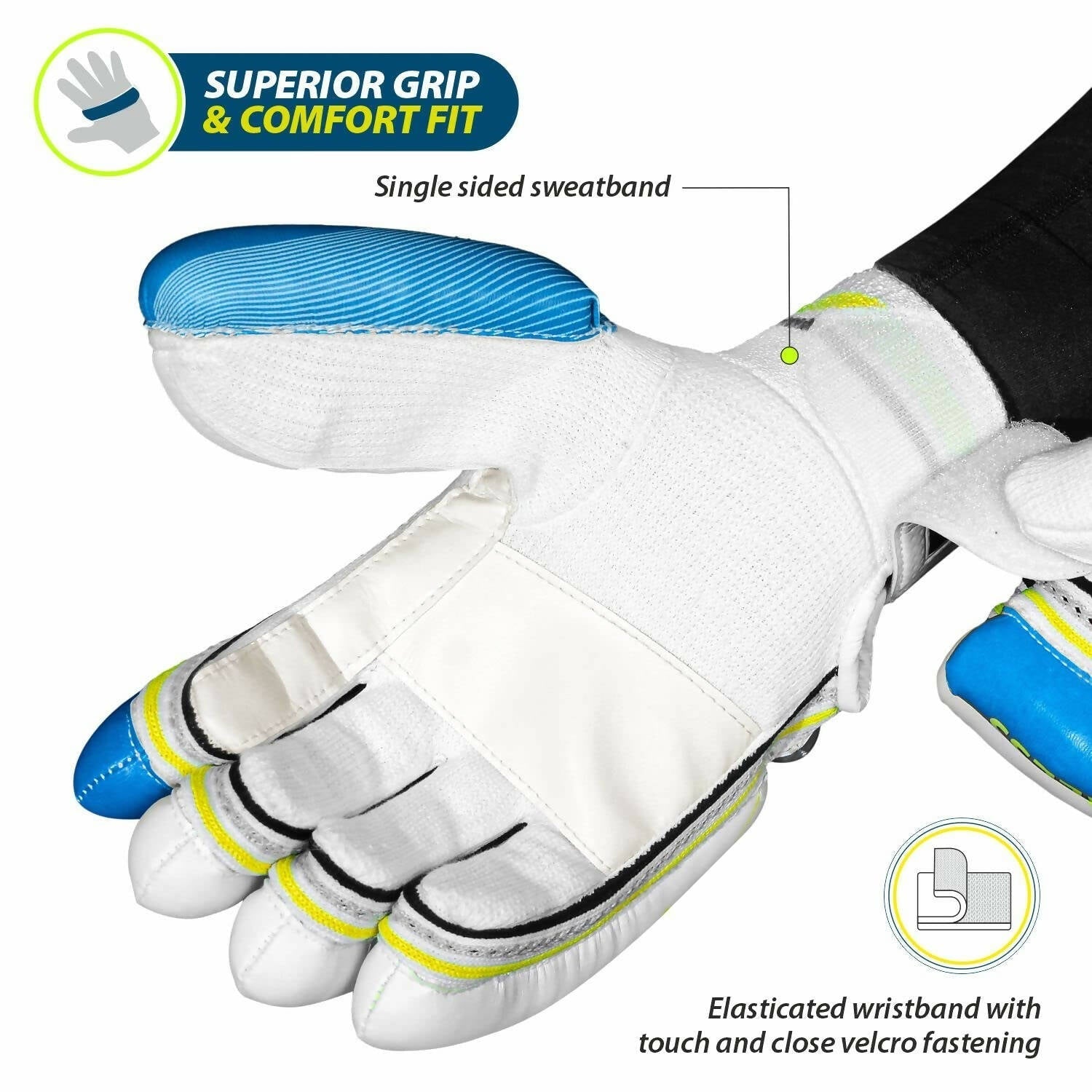 DSC Condor Ruffle Cricket Batting Gloves - Youth Left Multicolour with Cotton Gusset 