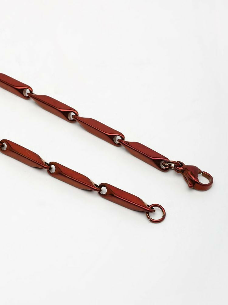 NVR Men's Handcrafted Maroon Rhodium Plated Chain