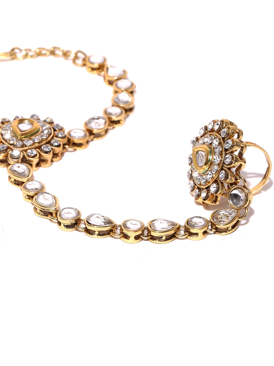 Priyaasi Women Designer Dual Tone Ring Bracelet 