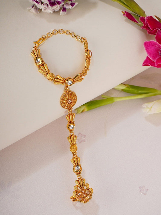 Priyaasi Designer Gold-Polished Hathphul For Women And Girls 