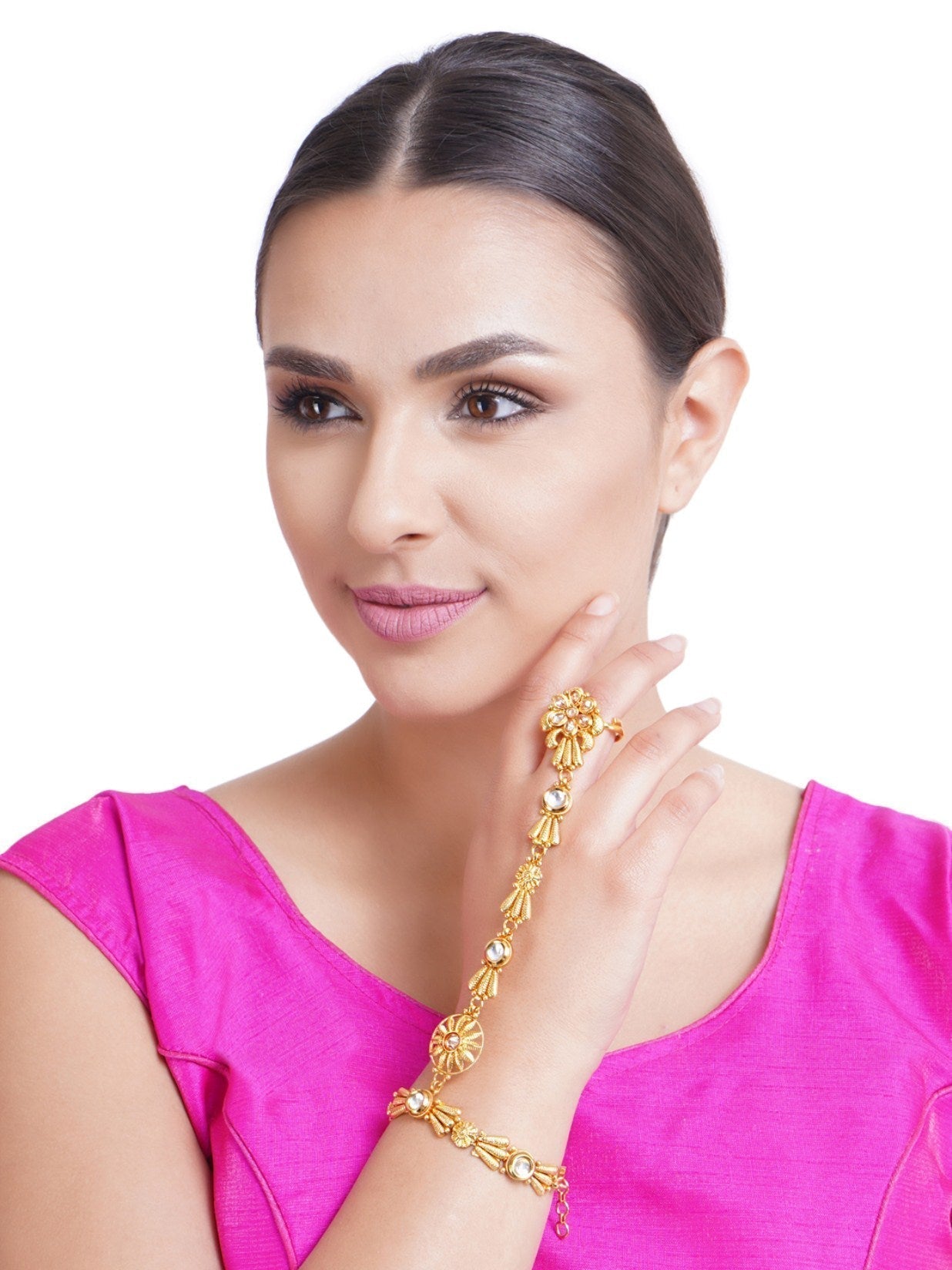 Priyaasi Designer Gold-Polished Hathphul For Women And Girls 