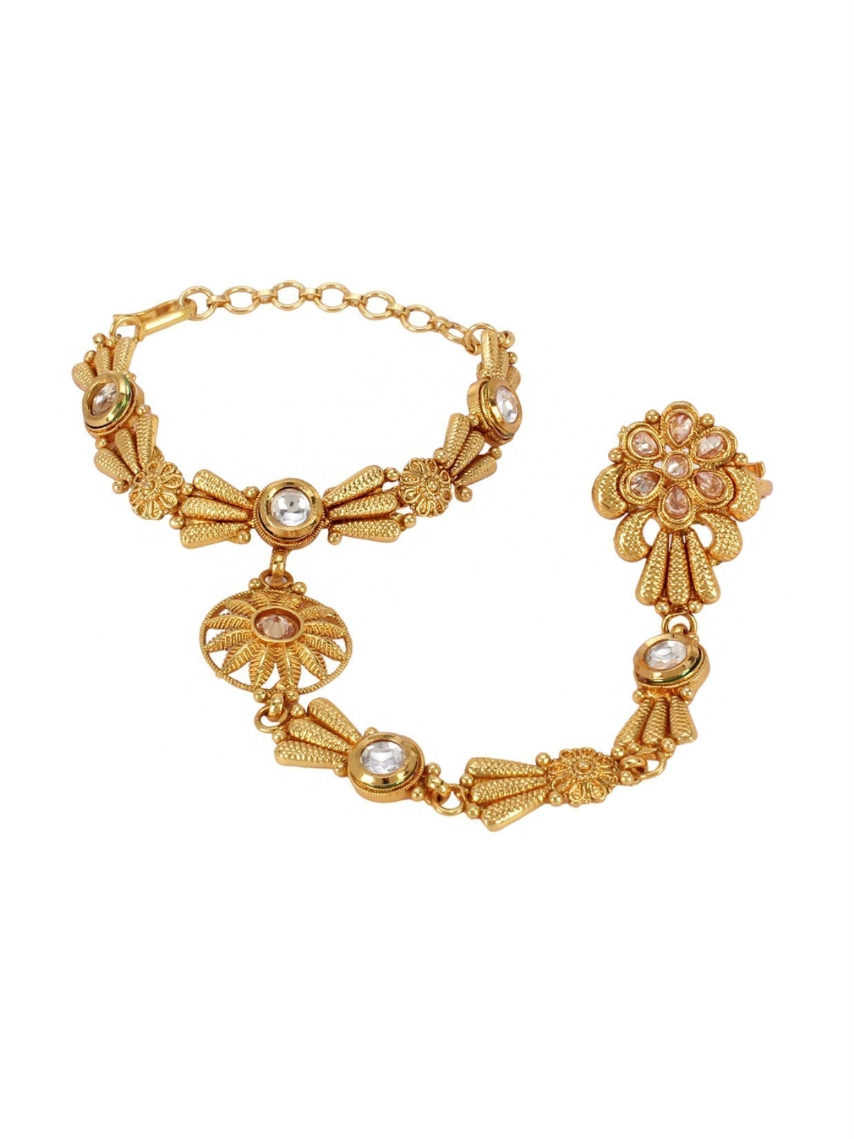 Priyaasi Designer Gold-Polished Hathphul For Women And Girls 