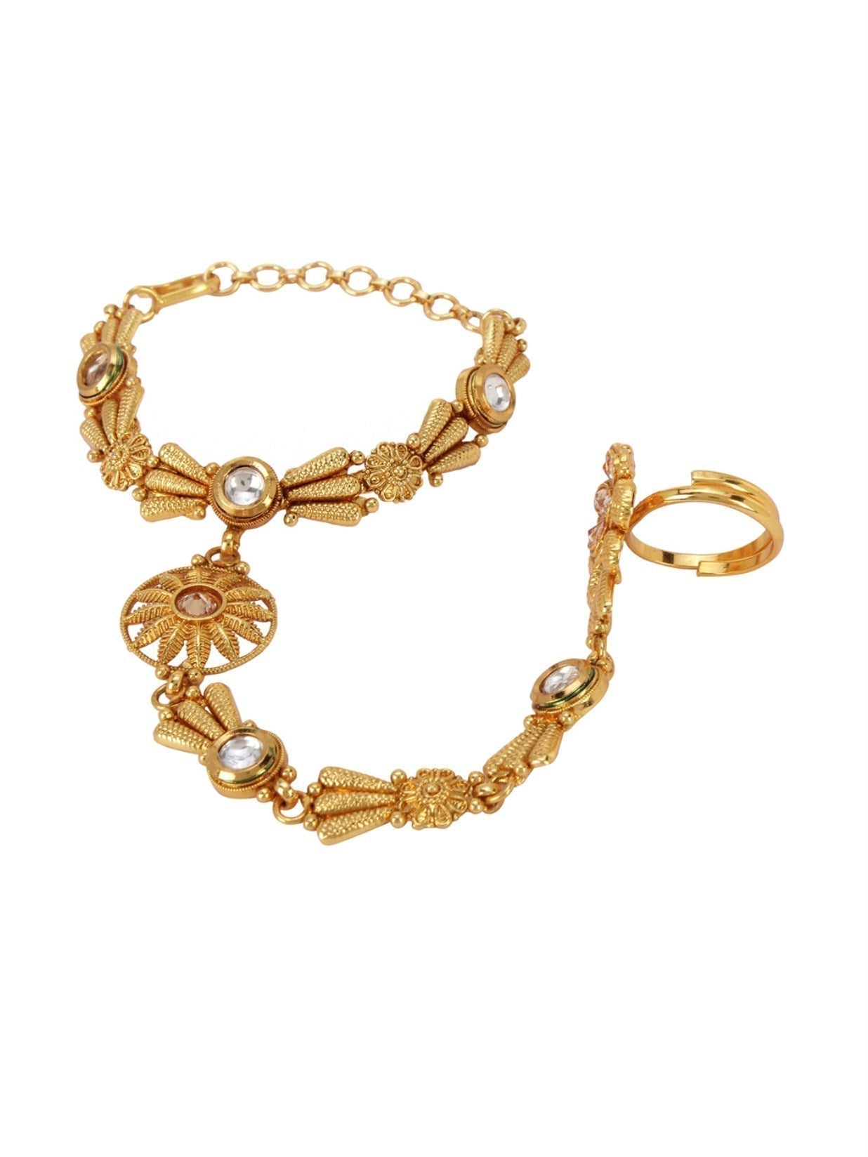 Priyaasi Designer Gold-Polished Hathphul For Women And Girls 
