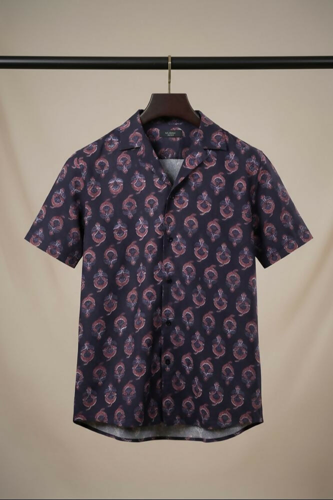 Paisley — Dark Blue Ajrakh Cotton Shirt by Hilo Design
