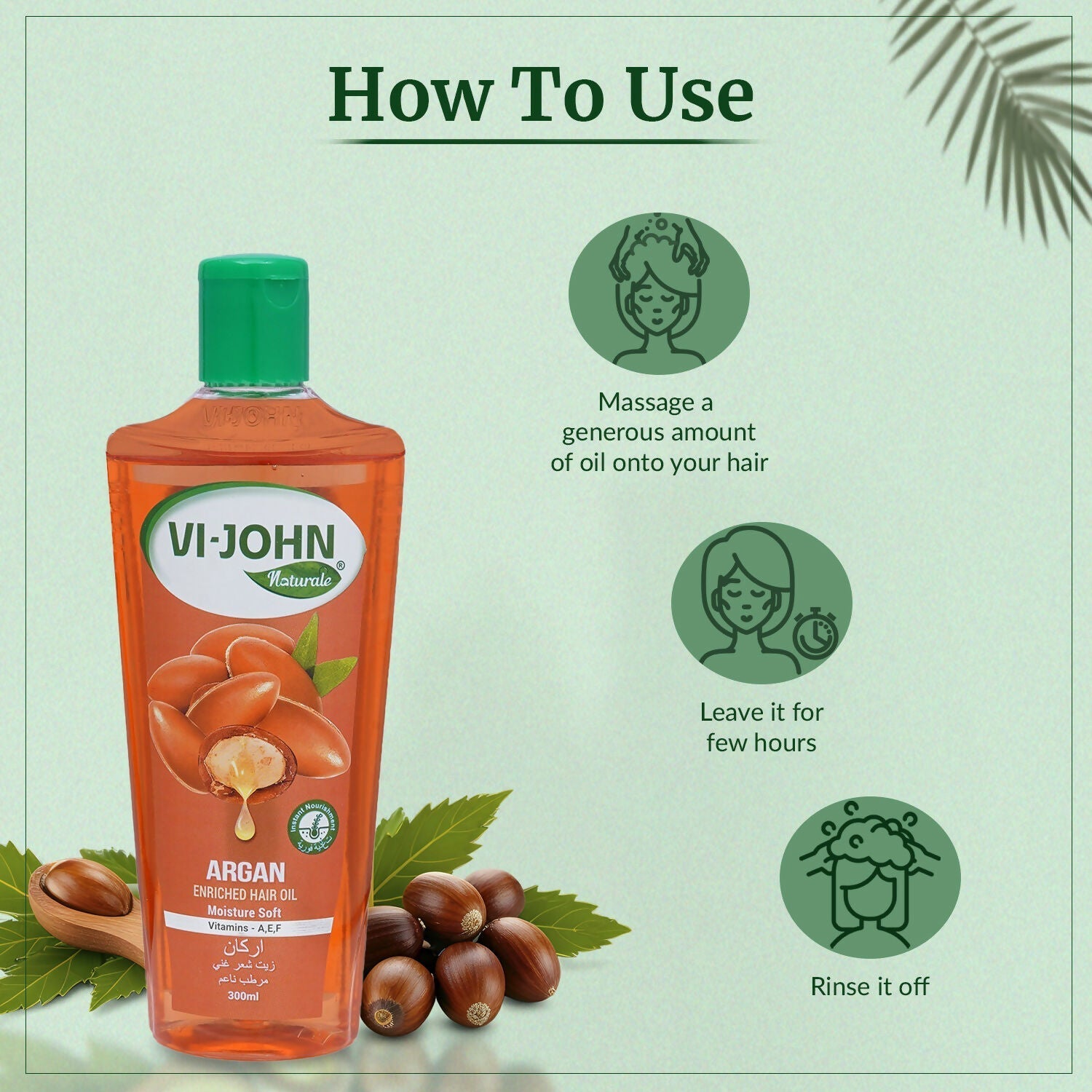 VI-JOHN Naturale Argan Enriched Hair Oil Moisture & Soft with Vitamin A.E & F  Grab2Buy VI-JOHN Grab2Buy