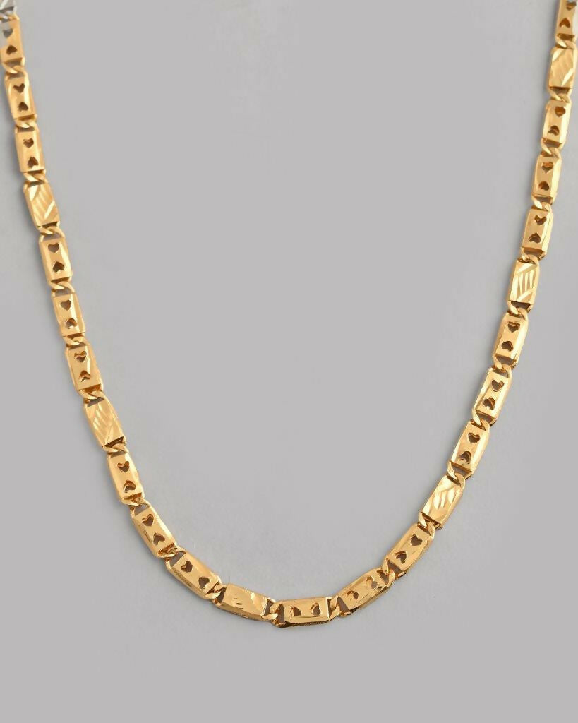 VOJ Gold-Polished Biscuit Chain With Hearts 