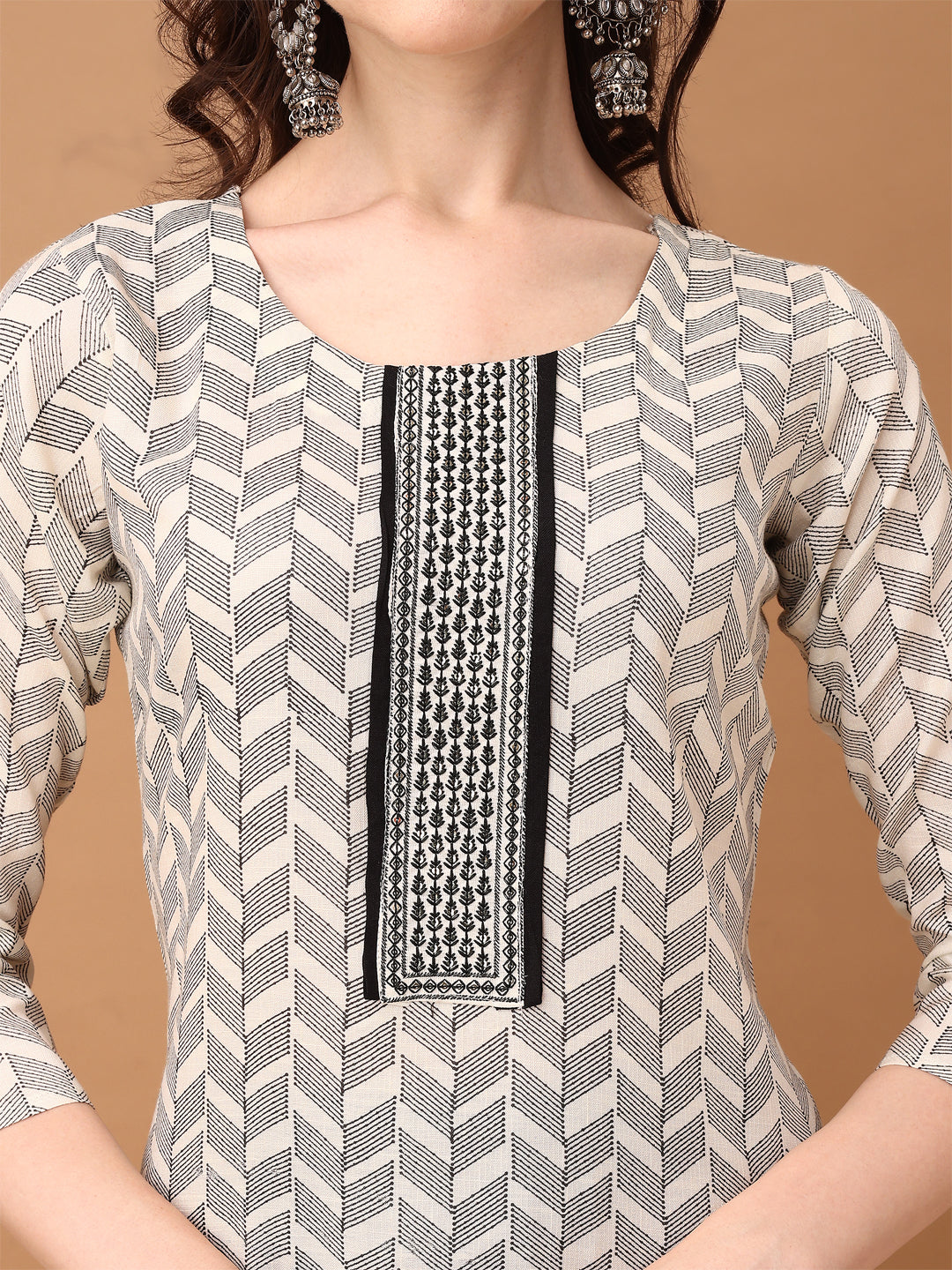 Embroidered & Printed Kurta With Pant & Printed Dupatta, Black - Hiral Fashion