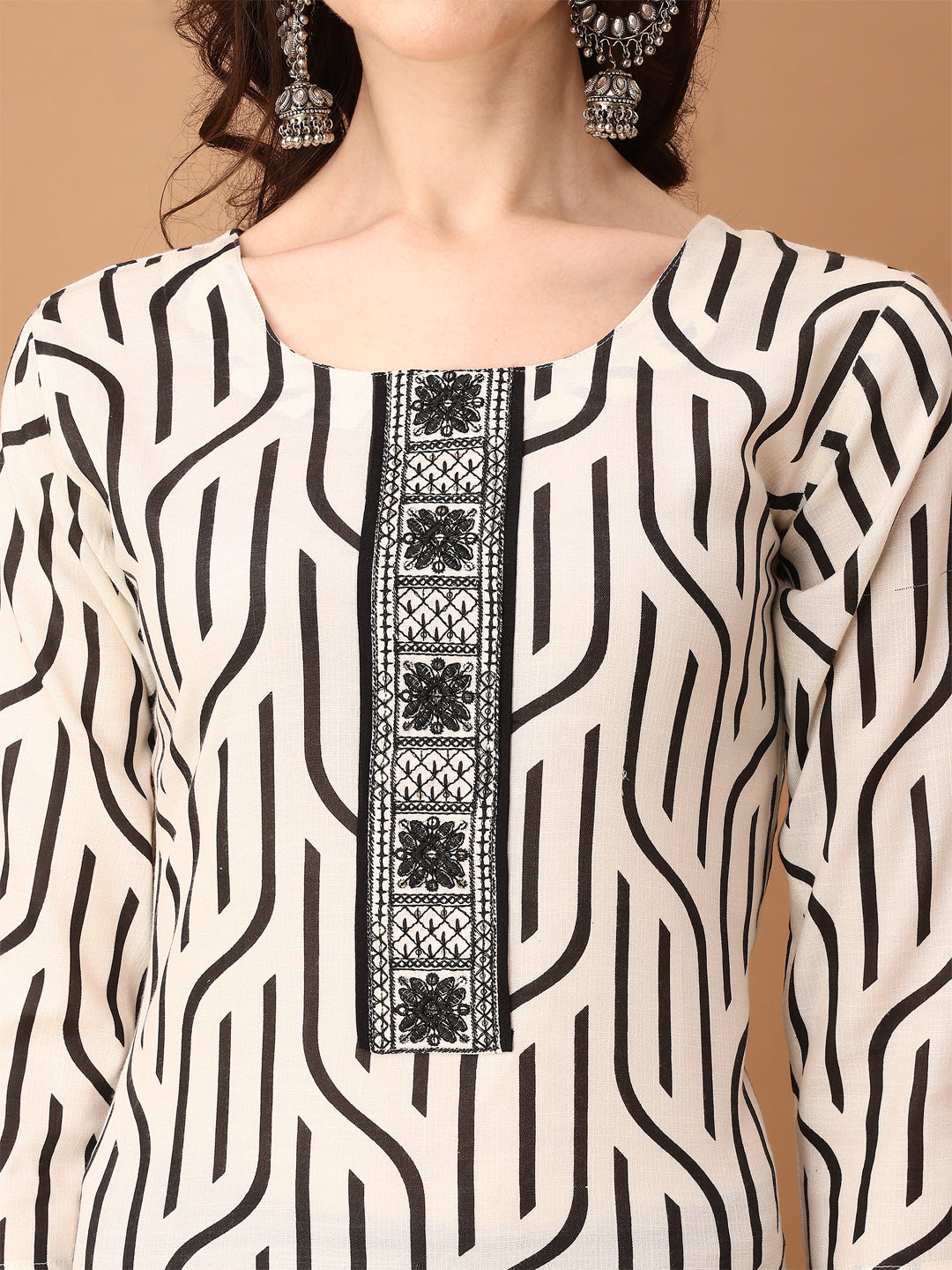 Embroidered & Printed Kurta With Pant & Printed Dupatta, Black - Hiral Fashion