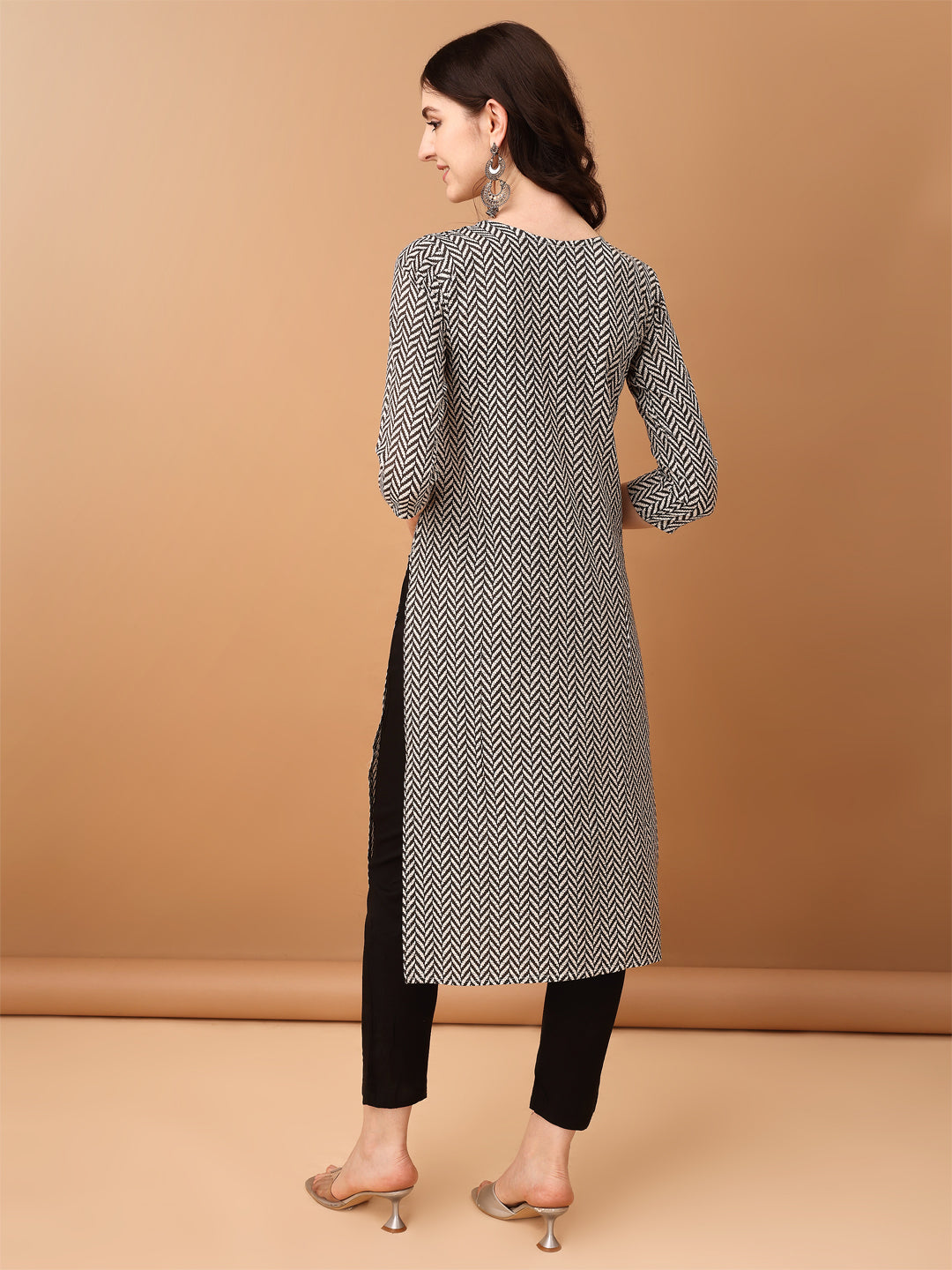 Embroidered & Printed Kurta With Pant & Printed Dupatta, Black - Hiral Fashion
