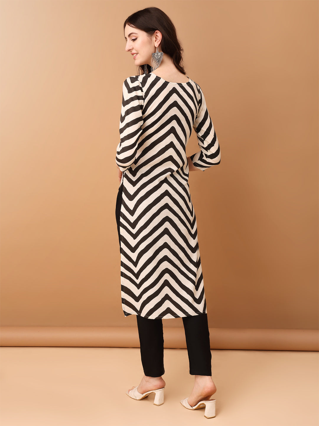 Embroidered & Printed Kurta With Pant & Printed Dupatta, Black - Hiral Fashion
