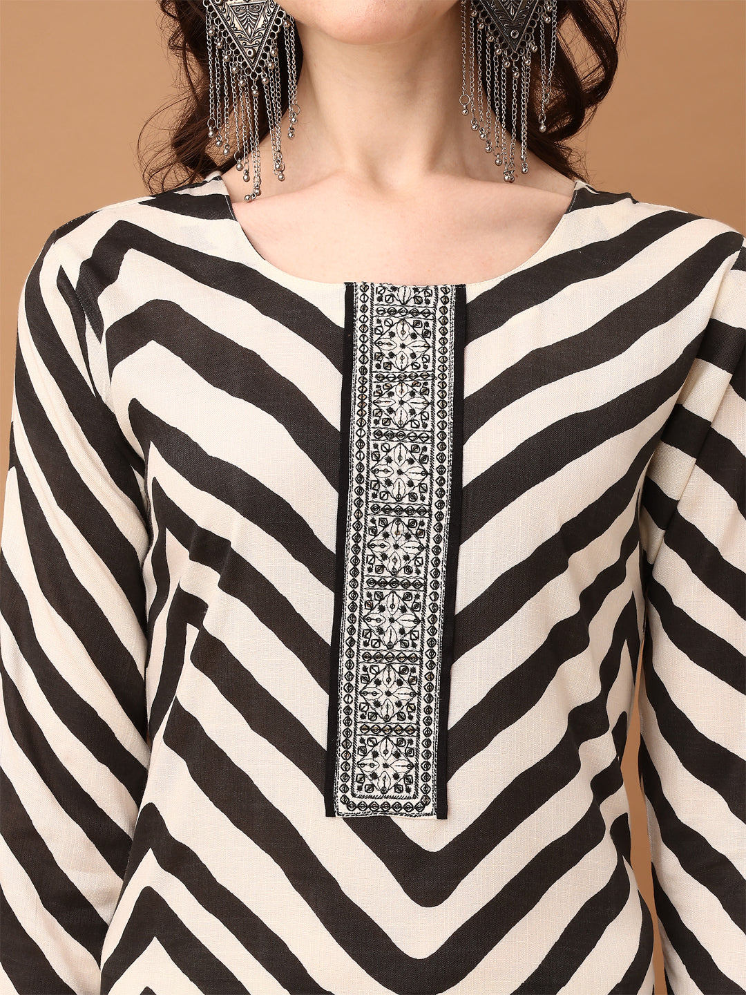 Embroidered & Printed Kurta With Pant & Printed Dupatta, Black - Hiral Fashion