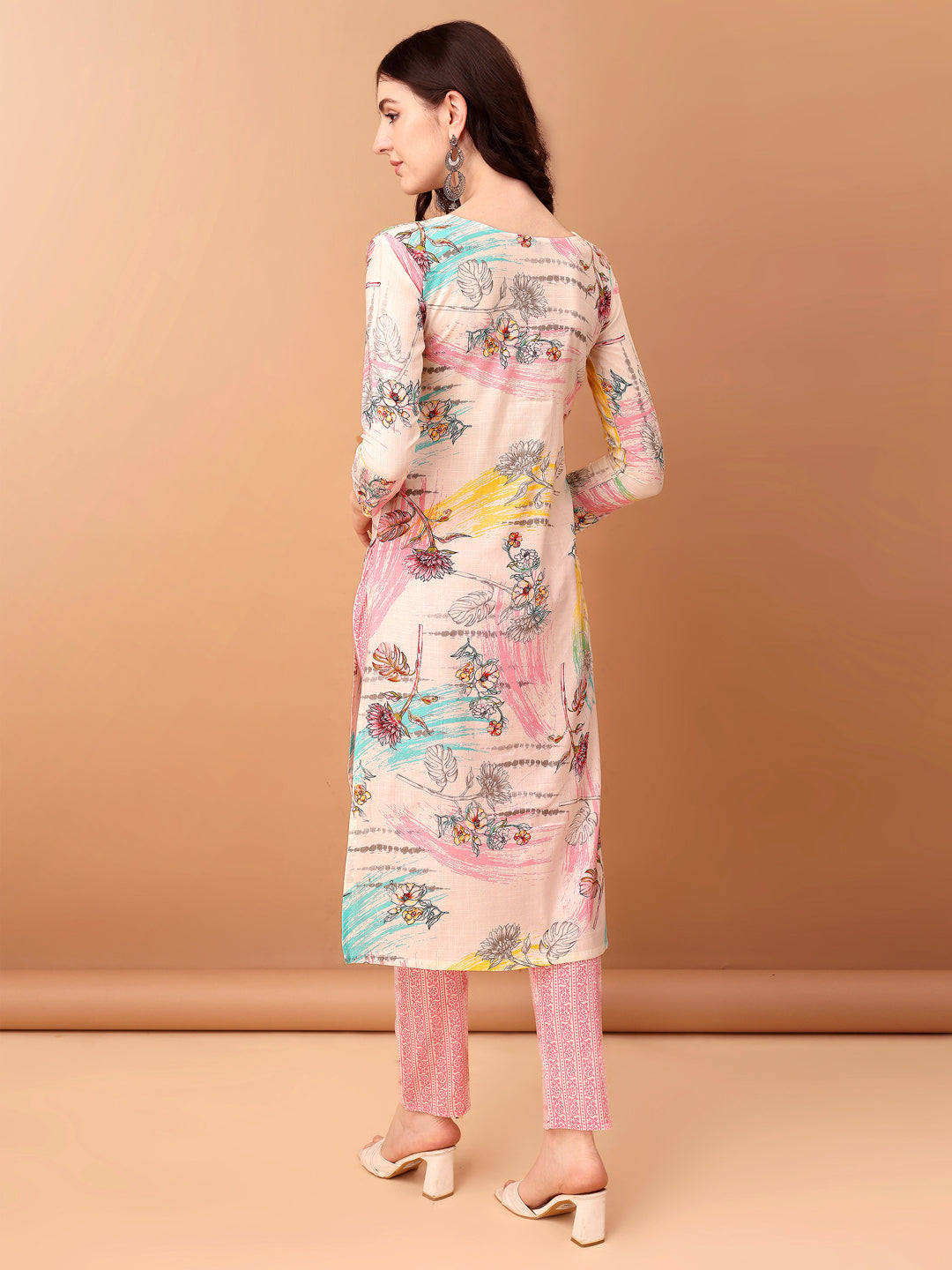 Embroidered & Printed Kurta With Pant & Printed Dupatta, Pink - Hiral Fashion