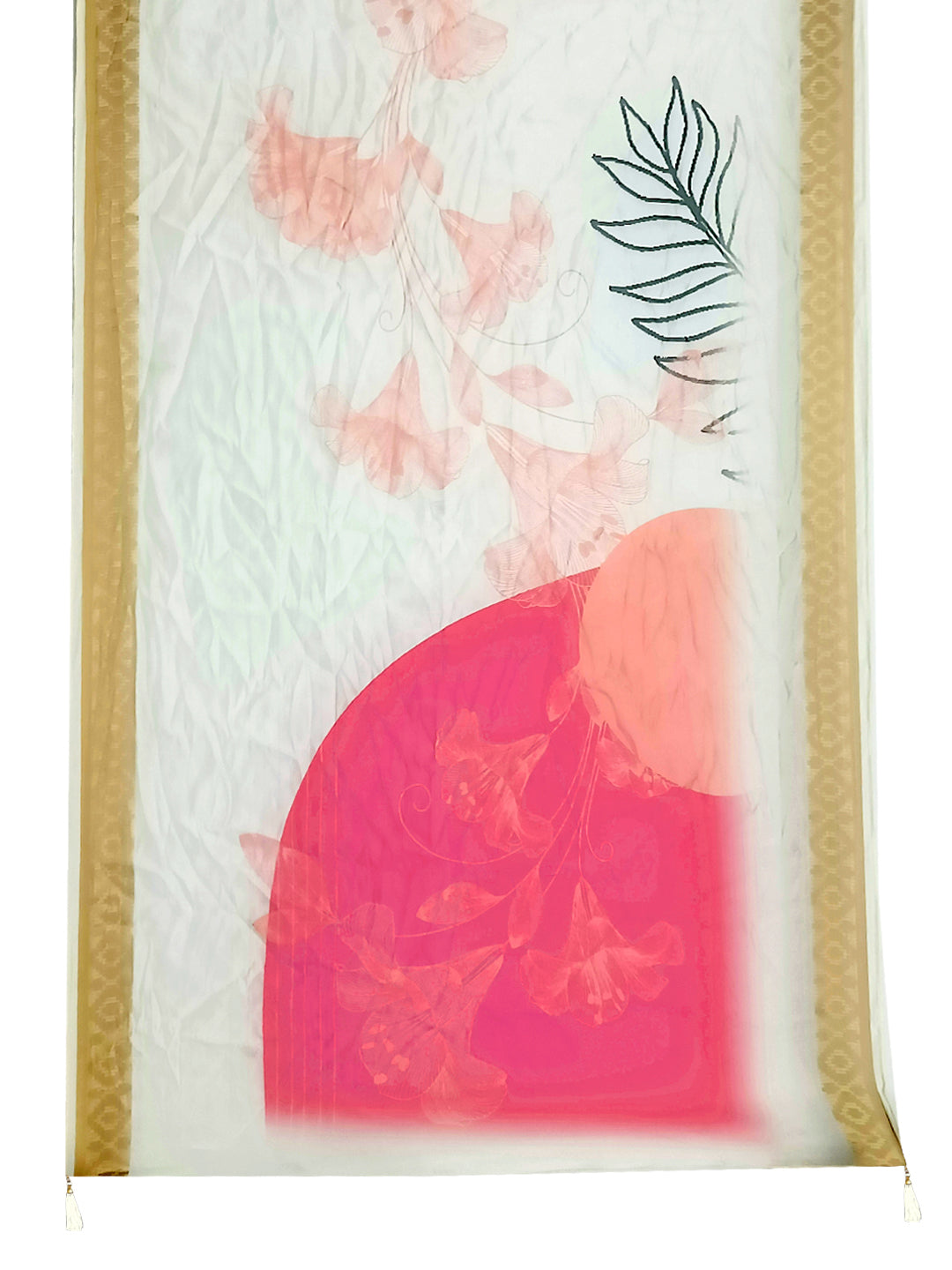 Embroidered Kurta With Pant & Printed Organza Dupatta, White - Hiral Fashion