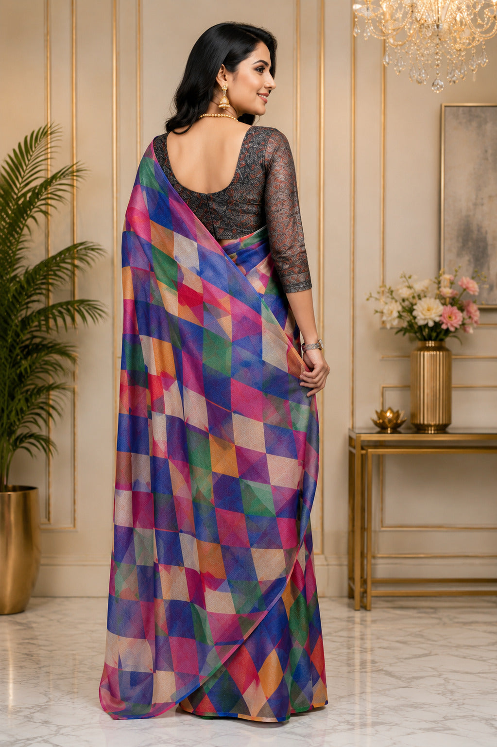 Dwija Fashion Multicolor Party Wear Printed Linen Ready To Wear Saree With Unstitched Blouse