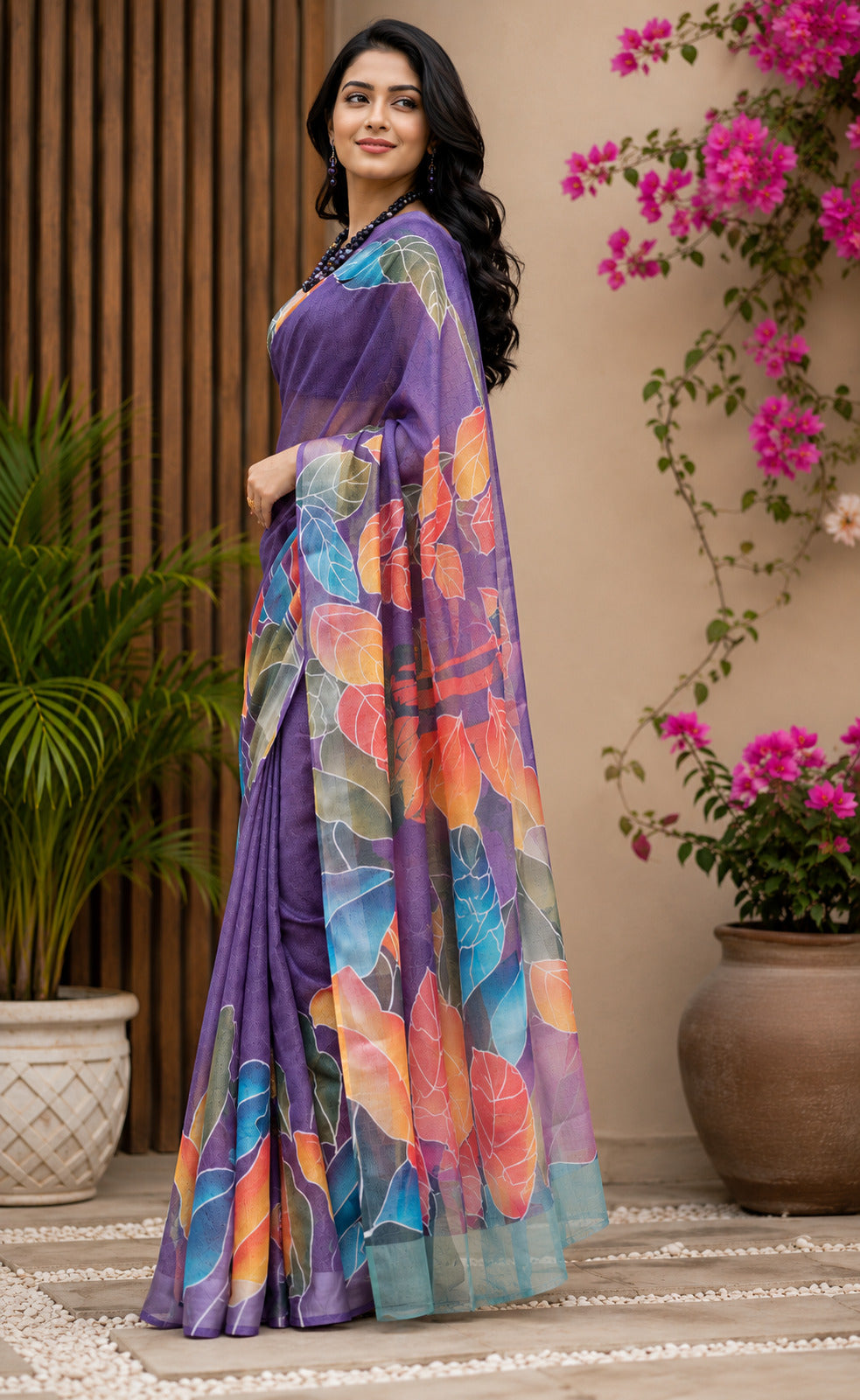 Dwija Fashion Purple Party Wear Printed Linen Ready To Wear Saree With Unstitched Blouse