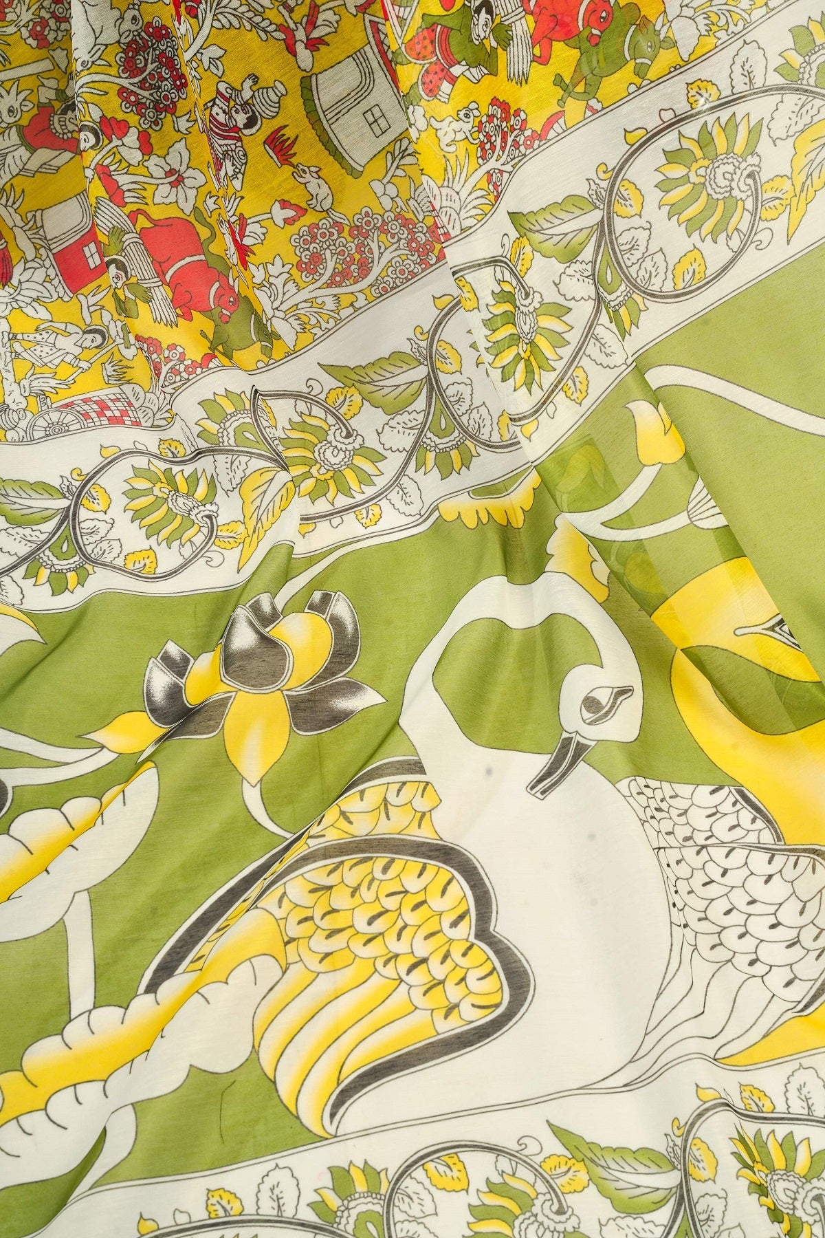 Dwija Fashion Yellow Party Wear Printed Linen Ready To Wear Saree With Unstitched Blouse