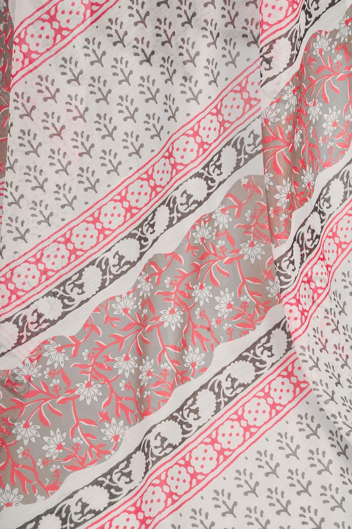 Dwija Fashion White Party Wear Printed Linen Ready To Wear Saree With Unstitched Blouse
