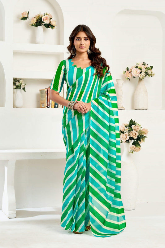 Dwija Fashion Multicolor Party Wear Printed Linen Ready To Wear Saree With Unstitched Blouse