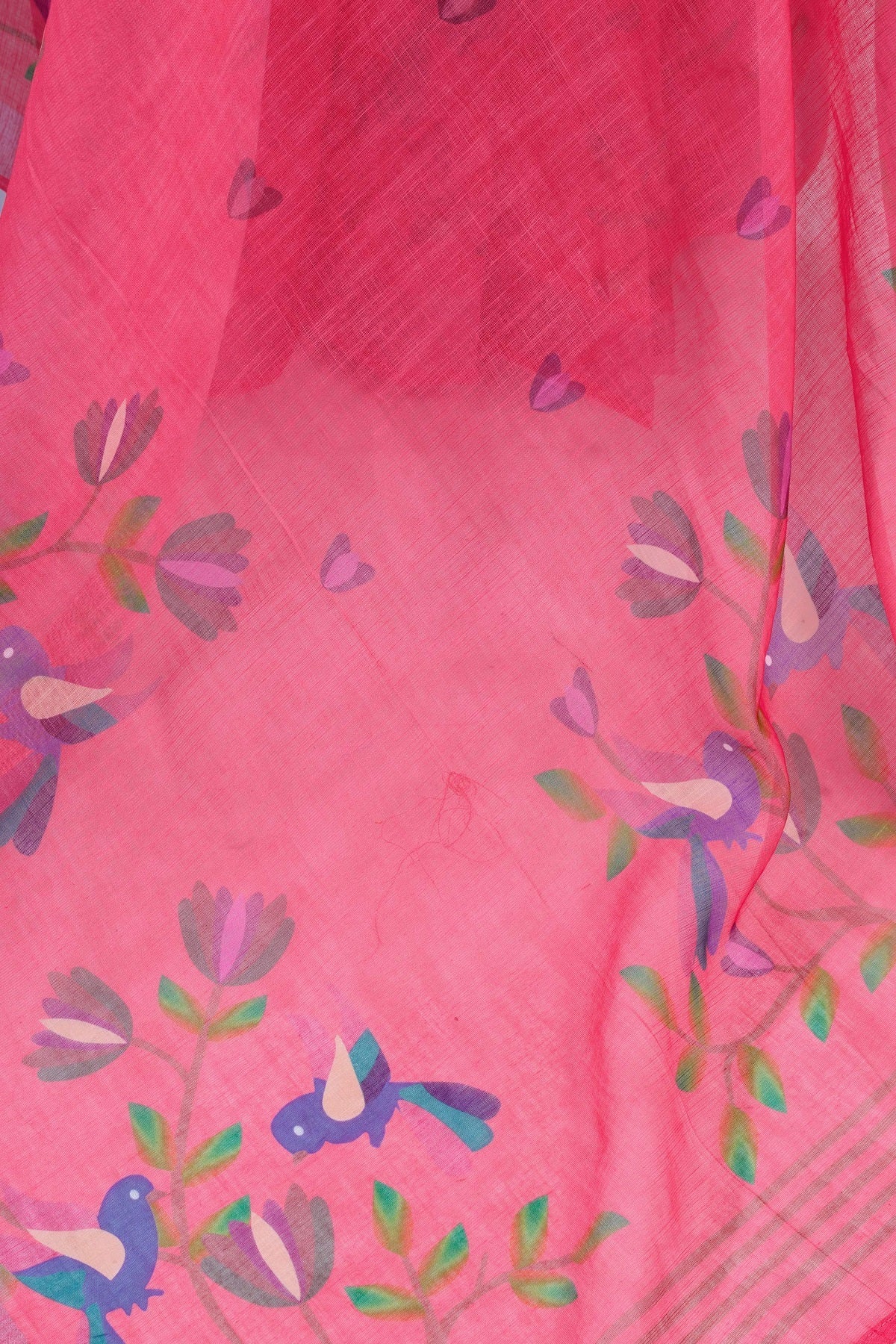 Dwija Fashion Pink Party Wear Printed Linen Ready To Wear Saree With Unstitched Blouse