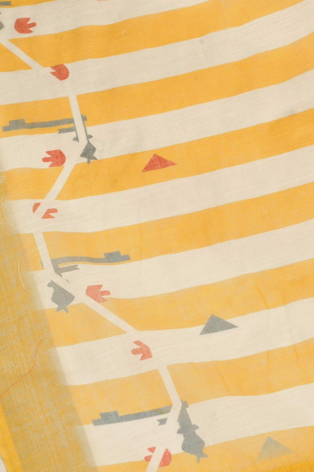 Dwija Fashion Yellow Party Wear Printed Linen Ready To Wear Saree With Unstitched Blouse