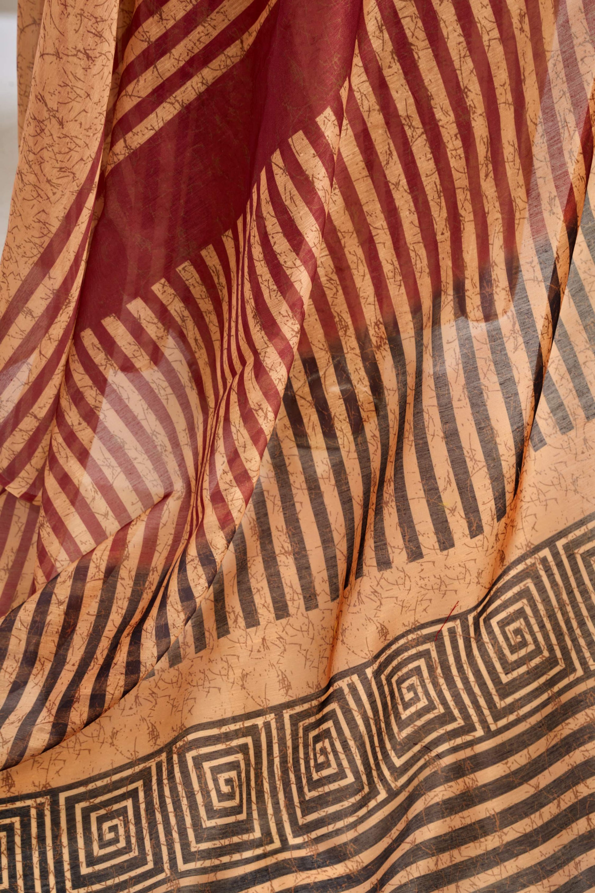 Dwija Fashion Coffee Brown Party Wear Printed Linen Ready To Wear Saree With Unstitched Blouse