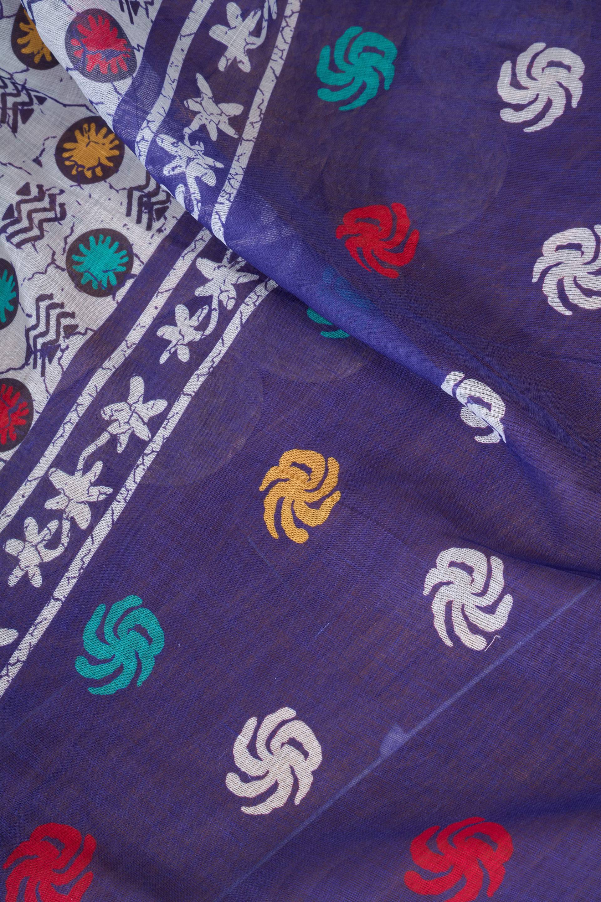 Dwija Fashion Blue Party Wear Printed Linen Ready To Wear Saree With Unstitched Blouse